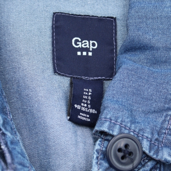 Gap Utility Denim Jacket S Light Indigo Button & Zip Patch Pockets - Picture 7 of 8